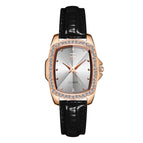SENO Retro Square Diamond Ladies Belt Watch Simple Water Diamond British Women's Watch S040