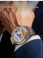 2023 New Arival watches Forsing Style Men's Fashion Hollow out Vintage Carved Automatic Mechanical Watch