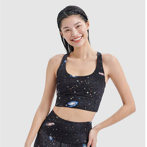 Women yoga suits Fashion starry sky printed sports set women's vest with chest pad sports bra fitness pants running clothing 176