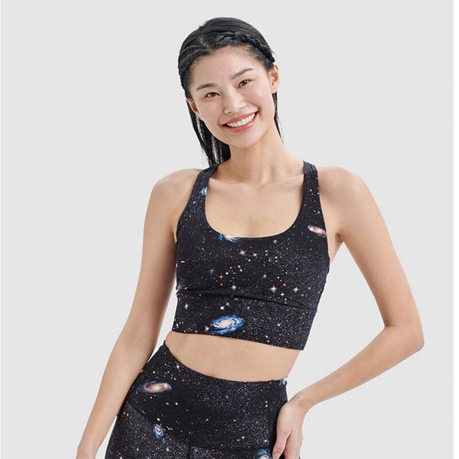 Women yoga suits Fashion starry sky printed sports set women's vest with chest pad sports bra fitness pants running clothing 176