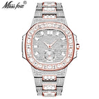 MISSFOX fashion punk hip hop full diamond men's watch gold waterproof calendar quartz watch tide V299