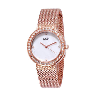 GEDI 82006 Fashion Casual Watch Korea style Women Elegant Luxury Stainless Steel Waterproof Ladies Diamond Rhinestone Analog Quartz Wristwatch