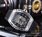 Men's watch New Diamond-Embedded Watch Skull Men's Fashion Barrel-Shaped Hollow Silicone Wrist Watch
