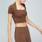 New Yoga Short Slimming Sports Top Women's Short-Sleeved Tight T-shirt Workout Clothes sports top