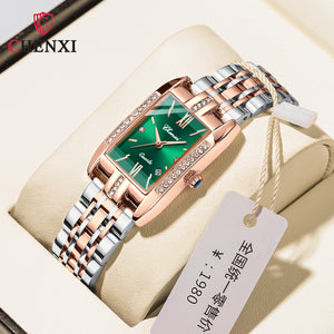 Chenxi New Square Ladies Watch Quartz Calendar Solid Steel Band Waterproof Belt Diamond Fashion Women's Watch CX-315