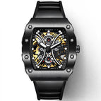 KIMSDUN watch men's sports silicone band hollow automatic mechanical watch fashion men's watch K-2018A
