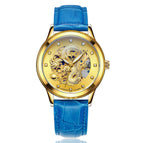 LAOGESHI dragon and phoenix couple watch mechanical hollow luminous leather watch automatic mechanical watch 3688