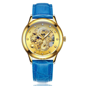 LAOGESHI dragon and phoenix couple watch mechanical hollow luminous leather watch automatic mechanical watch 3688