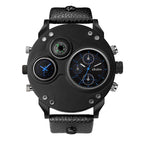 Oulm quartz compass men's watch watch dual time zone men's watch large dial waterproof special design HP3741