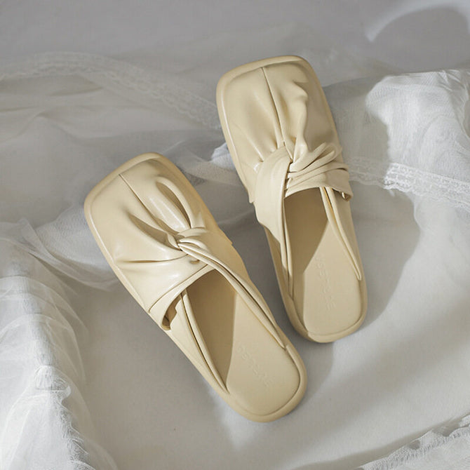 Half slippers women's 2022 spring and summer new slippers women's square toe sandals women's outer wear slippers women 132-1