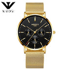 NIBOSI 2321 Mens Quartz Watches Slim Mesh Waterproof Minimalist Wrist Watch For Men Quartz Sport Watch Ultra Thin Clock