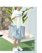 New Korean version art canvas bag ins casual wash denim handbag net red fashion lattice single shoulder female bag SR1119
