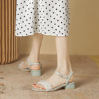 Sandals women's summer fairy style thick heel sandals single shoes folded one word buckle sandals women1688-1