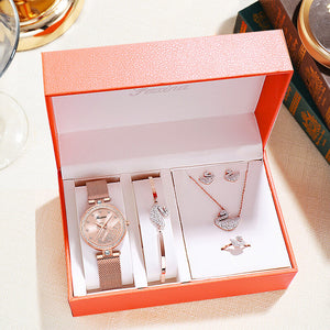 2021 Net Red Live Broadcast Temperament Little Swan Bracelet Women's Watch Simple Watch Women's Five Pieces