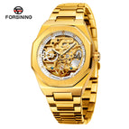 Forsining European and American Style Men's Fashion Casual Hollow Mechanical Flywheel Automatic Mechanical men Watch SLZe221