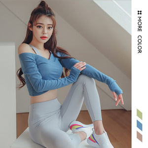 New autumn Yoga Top quick drying short ins running thumb button yoga suit long sleeve T-shirt sportswear XK827