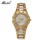 Missfox full diamond alloy waterproof diamond high-end square diamond quartz women's watch v009