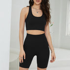 New yoga sets sports bra women's summer high waist tummy hip lift quick dry shorts yoga fitness running suit set WXM5385+DKM9385