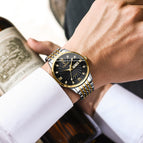 CHENXI Business Dual Calendar Watch Couple Steel Strap Watch in Stock Men's and Women's Quartz Watch CX-8212A inter-gold