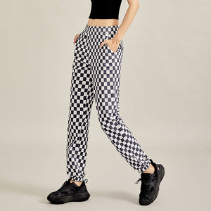 Yoga Pants Women's Loose Casual 2023 Spring and Summer Checkerboard Running Fitness Pants Aerobics Sports Tight Pants ENY221