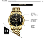 NIBOSI 2353 Fashion Sport Quartz  Men's Watches Full Steel Business Waterproof Watch with box gift for man