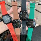 TICTOC Korean version of the trendy fashion ladies watch female ins large dial square rubber strap women's watch 0556