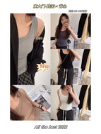 Threaded knitted camisole women's seamless bottoming casual anti-glare all-match vest