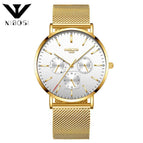 NIBOSI 2321 Mens Quartz Watches Slim Mesh Waterproof Minimalist Wrist Watch For Men Quartz Sport Watch Ultra Thin Clock