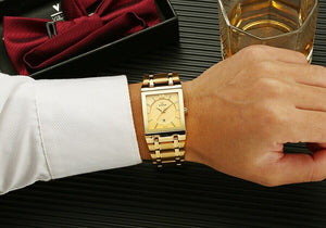 WWOOR 8858 Men's Watches Square Quartz Men Wrist Watch Stainless Steel Business Watch