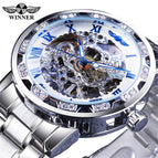 New Winner Watch Men's Fashion Casual Classic Popular Hollow Rhinestone Manual Mechanical Watch SLZg75