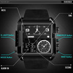 SKMEI 1391 Men BIG DIAL Watches Fashion Digital Watch For Man Leather Strap Dual Display LED Quartz Watch Chronograph Alarm Clock Calendar Date Stopwatch Luminous Waterproof Shockproof