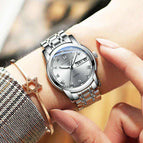 ONTHEEDGE RZY031 Women watch Luxury Gold Blue Wristwatches Quartz Stainless Steel Ms Watches Waterproof with original box