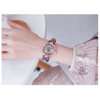 GUOU 6607 women's watch Genuine watches Women's leather strap watches come and go Petal quartz watches gifts