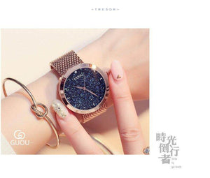 GUOU 8178 Ladies Watch Top Luxury Brand Rose Gold Mesh Quartz Wristwatch Women Casual Wrist Bracelet Watches Woman Dress Clock