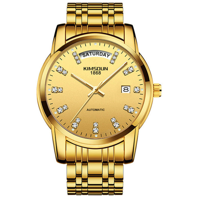 KIMSDUN steel belt fashion men's automatic watch mechanical watch waterproof business double calendar men's watch K-1967A