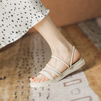 Sandals women's 2022 summer new two-wear soft-soled simple one-word belt all-match flat sandals women's 8500-37