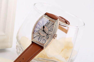 Guou 8200 Crystal Bling Women watches Fashion Leather Rectangle Watches leather watchbelt qu arz women watch