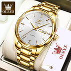OLEVS watch for men stainless steel strap quartz watch waterproof luminous dual calendar men's watch 6898 steel