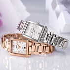 Megir women's watch light retro fashion Square Watch imported movement calendar steel band quartz lady  watch 1079