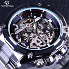 Forsining Waterproof Mechanical Watch Men's Fashion Casual Steel Belt Hollow Automatic Mechanical men Watch SLZe66