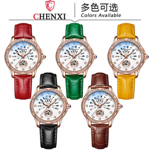 Chenxi Ladies Watch Trend Skeleton Automatic Mechanical Watch Real Diamond Waterproof Luminous Women's Watch CX-8835