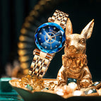 Seno Small Dial Cyno Starry Sky Rhinestone Crystal Multi Crest Glass Solid Fine Steel Belt Watch for Women with box gift
