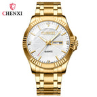 CHENXI Dual Calendar Watch Men's Stainless Steel Business Waterproof Couple's women quartz Watch CX-050A IPG