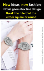Pintime Full Diamond men's Watch Steel Band Large Dial waterproof calendar men Quartz Watch PT2627