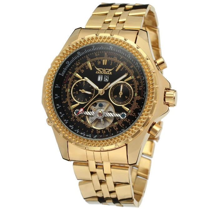 Jaragar Men's Fashion Casual Tourbillon Large Dial Hollow Automatic Mechanical men casual Watch SLZf65