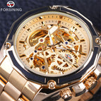 Forsining Waterproof Mechanical Watch Men's Fashion Casual Steel Belt Hollow Automatic Mechanical men Watch SLZe66