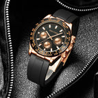 Pintime Watch Men's Six-Pin Fashion Watch Casual Slicon Quartz men waterproof Watch 2960