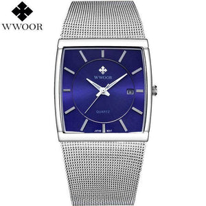 Top Brand WWOOR 8831 Quartz Watch Men Square Waterproof Business Men's Watches Luxury Black Steel Strap Sport Wrist Watch Male Clock