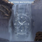 Addies MY-1818 Digita Men Sports Mens Watch For Men Outdoor 30M Water Resistant LED Tactical Clock Backlight Alarm Multifunction Big Analog Quartz Double Screen Wristwatch-Intl