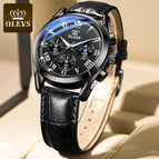 2021New OLEVS Mens Watches Fashion Business Waterproof Quartz Wrist Watch Men Top Brand Luxury Leather Strap Sport Clock men's casual